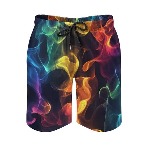 Fantasy Rainbow Smokes Mens Swim Trunks Quick Dry Beach Swimming Shorts with Mesh Lining and Pockets3