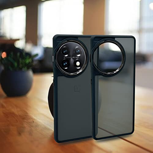 Image of A rtistque Frosted Translucent Back Cover Case for Oneplus 11 5G | Electroplated Chrome Ring | Raised Camera Edges for Protection | Smooth Sides TPU - Black