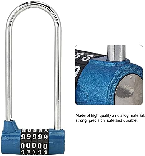luggage locks,padlock, 5 Digit Dial Combination Password Code Lock, Extra Long, Suitable for Suitcases, Cabinets, Gym, Bicycle, Toolbox Combination Padlocks, Silver