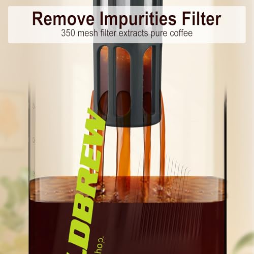 Cafeteira Cold Brew, jarra de café gelado de 1,927 g com filtro, 2 tampas de bico para chá de café g