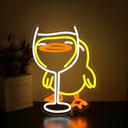 Image of Neon Sign, HSJNJKFU Duck Neon Signs for Wall Decor LED Neon Light for Room Party Decor Beer Bar Signs for Man Cave - LED Neon USB Powered