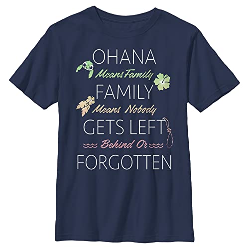Disney Lilo & Stitch Ohana Family Quoted Boy's Solid Crew Tee