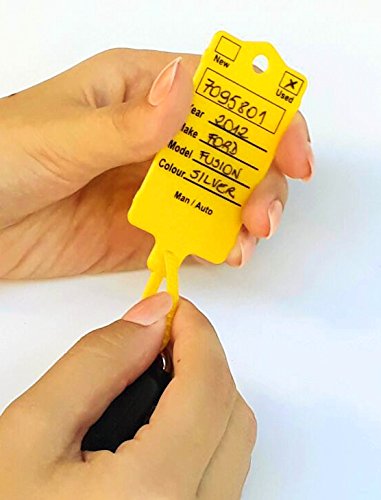 Car Key Tags For Dealerships - Yellow Self Locking Auto Car Key Tags Made Of Waterproof Plastic | Box Of 200 Auto Tags | No Folding, No Key Rings, No Laminated Key Tags Necessary Pen Included #TOP4