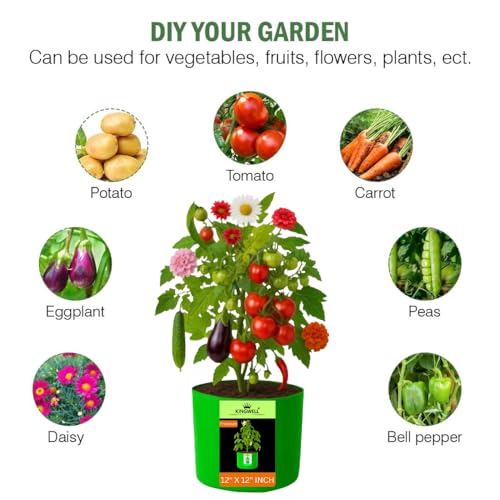 Image of Kingwell Plant Grow Bags 12x12 inch pack of 7, Bags for Plants Gardening Home, Grow Bags for Terrace Gardening