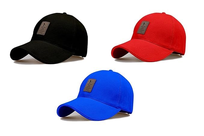 Image of rytoria Combo 3 Pcs Cap for Men and Women Unisex Cotton Caps Adjustable Strap Free Size Summer Sports Cricket Gym Dance