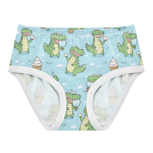 ZZKKO Cartoon Crocodile Ice Cream Girls Underwear Toddler Panties for Girls Comfort Brief Size 2-8T
