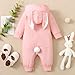 Noubeau My 1st Easter Outfit Newborn Baby Girl Boy Long Sleeve Bunny Romper One Piece Rabbit Hoodie Jumpsuits Spring Clothes (Pink, 3-6 Months)