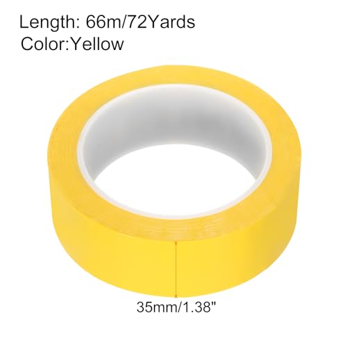 Image of uxcell 1 Rolls Yellow 1.38 Inch x 72 Yards Polyester Film Electrical Tape PET Tape High Temperature Heat Resistant Tape for Transformer Motor Wire 5S Positioning Logo,35mm x 66m