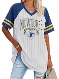 FAYALEQ Women's Vintage Baseball Graphic T-Shirt Retro Baseball Print Tee