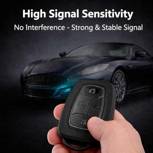 Image of JVCV Soft TPU Cover Compatible with Tata Nexon EV, Harrier, Tiago EV, Altroz, Tigor, Safari, Punch 4 Button Smart Key | Scratch-Resistant Protective Case (Matte Black)