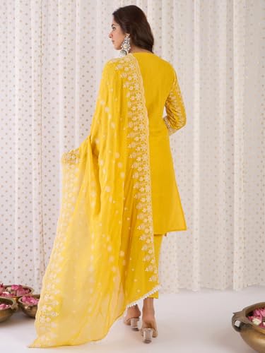 Image of INDO ERA Women Pure Cotton Kurta Set with Dupatta | Festive Suit Set, 10790