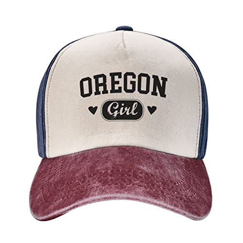 Oregon Gir Gifts for Women Menl Gifts Navy and Red Men Hat Vintage Washed Dad Hat Baseball Cap Adjustable Trucker Hat