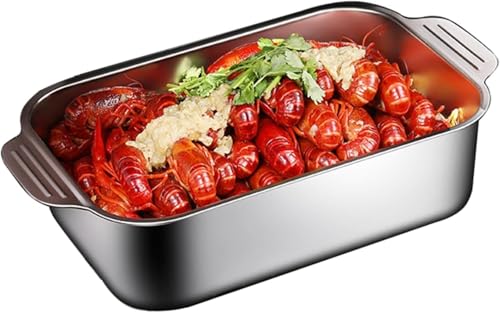 Sartén rectangular de acero inoxidable para asar, hornear pescado y lasaña 2