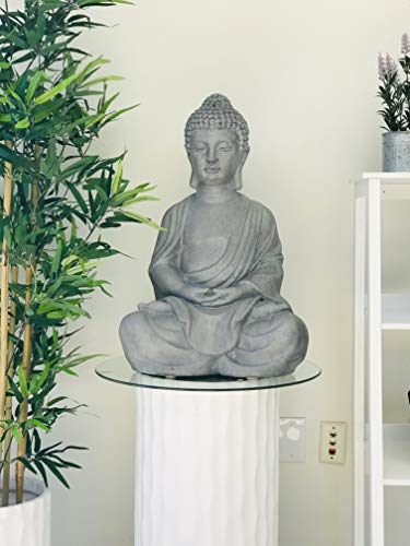 Kante 25.6" Lightweight Sitting Meditating Buddha Zen Indoor Outdoor Statue Natural Concrete #TOP4
