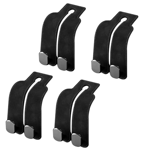 Saijer 4 Pezzi Gancio per Poggiatesta Auto, Ganci Doppi per Seggiolini Auto Accessori Auto per Interni Multifunzionale Gancio per Poggiatesta Auto per Borse, Borse Della Spesa (Nero)