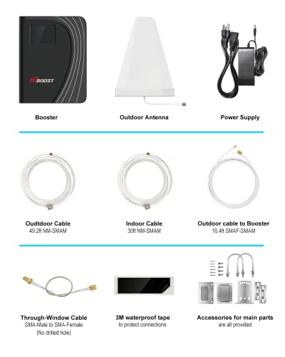Hiboost Cell Phone Signal Booster For Home & Office| 4G 5G Lte Signal Amplifiers For Verizon, At&T, T-Mobile, U.s. Cellular| 4000 Sq Ft Coverage| 65Db Dual Band High Gain Signal Booster| Fcc Approved #TOP6