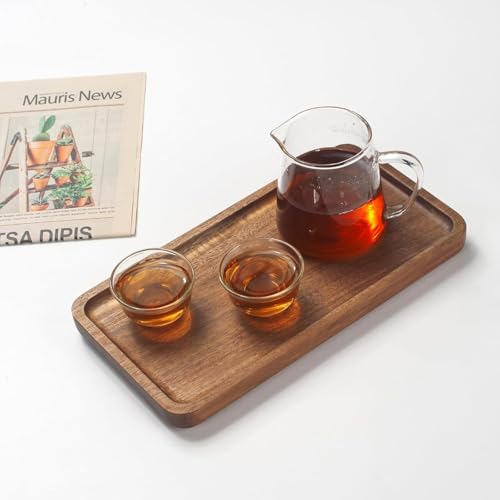 Image of Bathroom Rectangular Vanity Tray, for Counter, Toilet Tank, Wood Bathroom Tray for Organizing and Home Decor (9.8 x 5.1 x 0.8 inch)