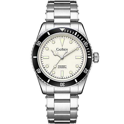 LACZ DENTON CADISEN 8206 Hombres Relojes Automáticos 38mm Diver Zafiro NH35 Hombres Reloj Mecánico Vintage 20Bar Reloj Luminoso Cover