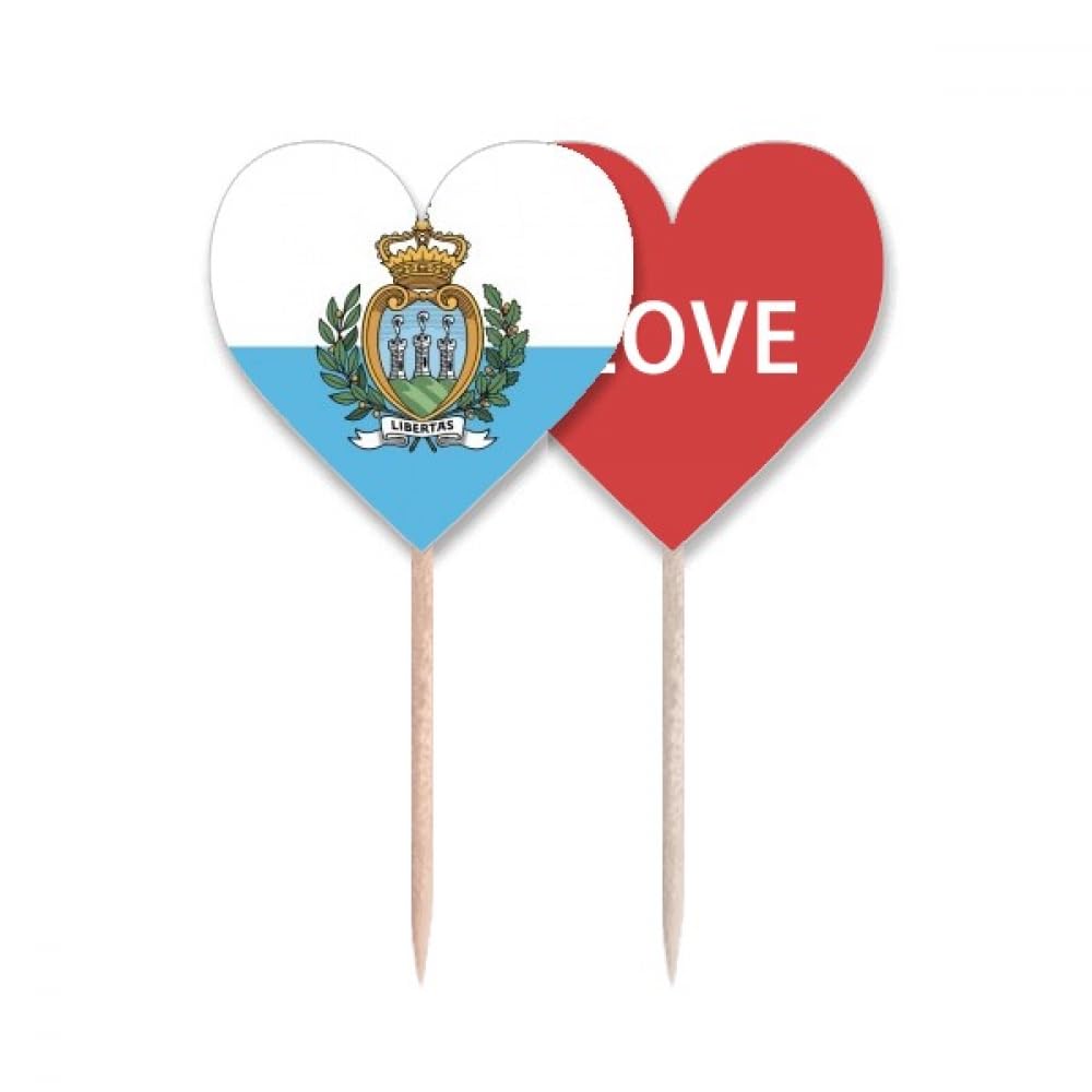 Cupcake pick drapeau européen et Saint-Marin cœur décoration gâteau anniversaire