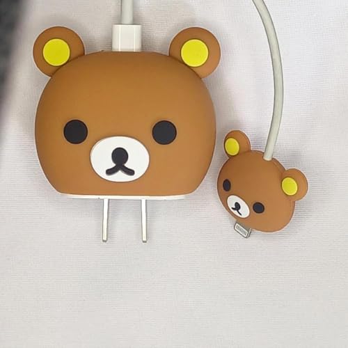 Image of INEFABLE Charger Case Cover Protector with 3D Cute Pattern for iPhone Charger only 18W & 20W, Data Charging Cable Wire Saver Protective Cable Cover Full Protection - Set Of 1 (New Bear)