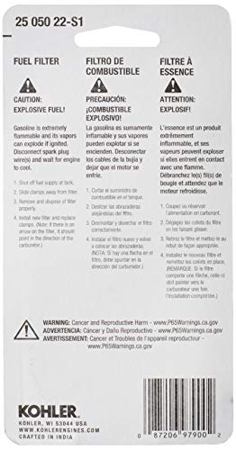 Kohler 25 050 22-S1 Engine Fuel Filter 51 Micron With 1/4-Inch Fuel Line Inside Diameter #TOP1