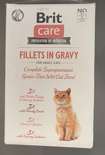 Brit Care Premium Fillets in Gravy Katzenfutter, 12 Stück, Nassfutter mit Truthahn, Ente, Lachs und Huhn, Getreidefreie Mahlzeiten für Erwachsene Katzen – Bild 4