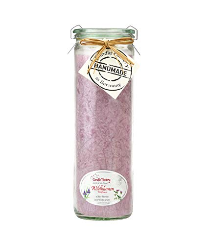 Candle Factory Big Jumbo Duftkerze aus pflanzlichem Stearin im hitzebeständigen Glas der Marke Weck®, ca. 100h Brennzeit, Duft: Wildblumen