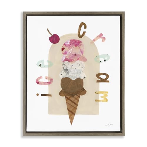 Ice Cream Whimsy Kitchen Typography, 17 x 21 Inch Canvas in Floater Frame