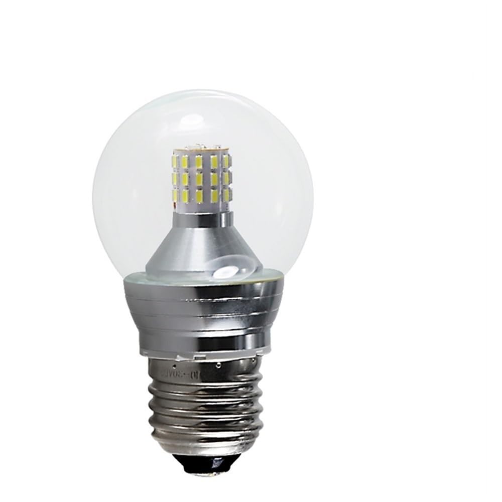 YSJX luces de amplio voltaje, Paquete de 5 bombillas LED esféricas de cristal con forma de burbuja, E14/E27, 4 W, CA 86-265 V, 360 grados(E27 Warm White)