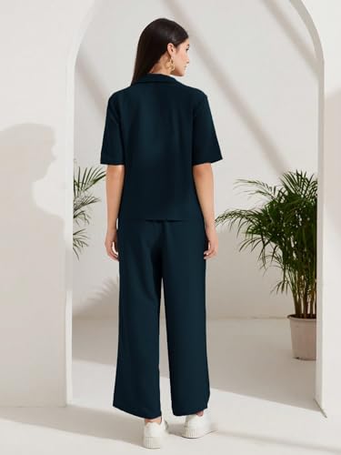 Image of TOPLOT Women's Co-ord Set | Short Sleeve Top & Bottom | Stylish Matching Set | Comfortable Fit Wear | Trendy Look Styling | Easy Movement | Perfect for Casual (5232)