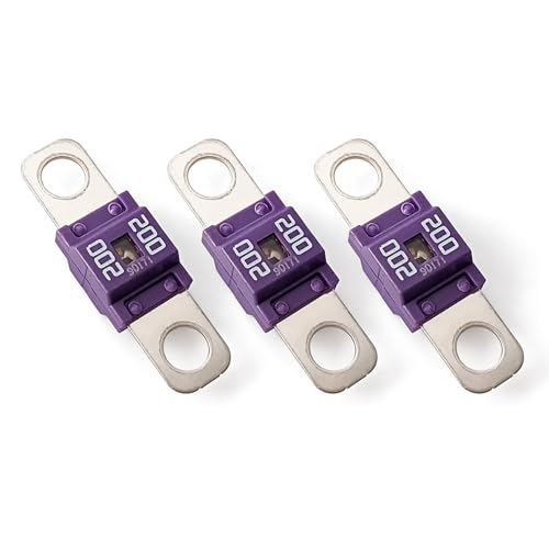 AMI Pack of 3 Midi Fuse, 200 Amp High Current, Bolt-on, Used in Cars, Trucks, Construction Vehicles, Agricultural Machinery, Caravans, Passenger Cars, Electrocar Golf Cart