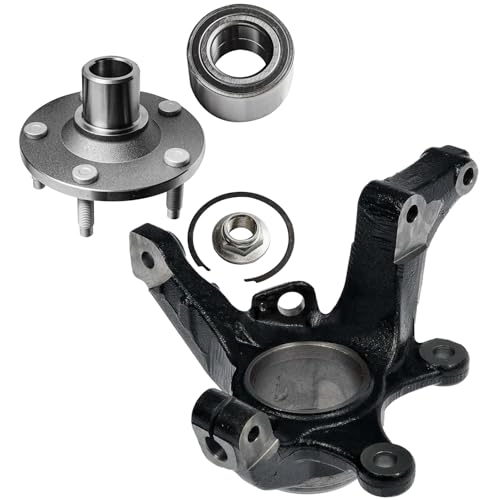 Image of Detroit Axle - 2pc Front Steering Knuckle Kit for 2005-2012 Ford Escape 2005-2011 Mazda Tribute Mercury Mariner, Driver Side Steering Knuckle, Wheel Bearing Hub Replacement