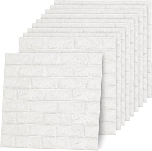 Image of TEKCOOL Self-Adhesive Waterproof PE Foam 3D Wall Panels Wallpaper Sticker for Bathroom, Living Room, and Home Decoration (70 x 77cm, Appx. 5.8Sq Feet)-25 Piece'