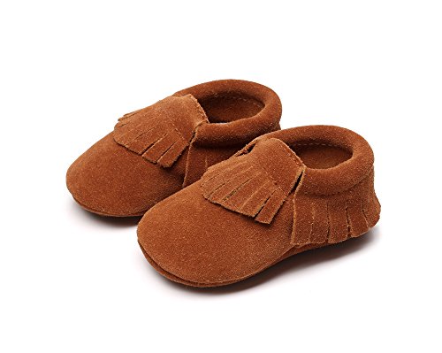 HONGTEYA Leather Baby Moccasins Hard Soled Tassel Crib Toddler Shoes for Boys and Girls…2