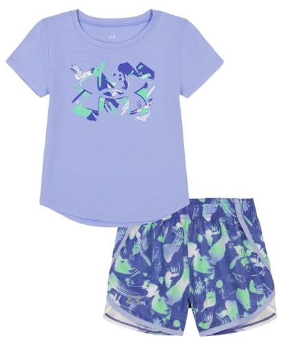 Image of Under Armour Girl's 2-piece Short Sleeve Tee and Shorts Set, Lightweight and Comfortable