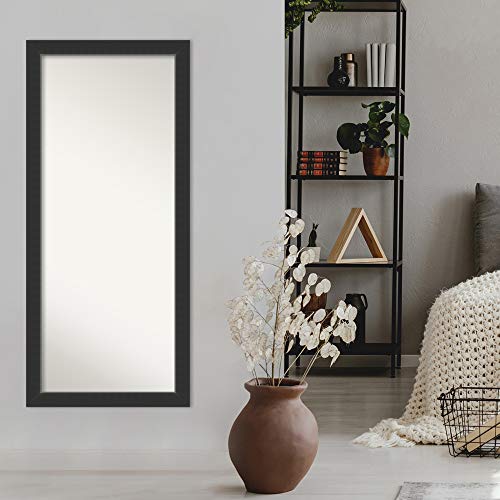 Amanti Art Non-Beveled Wood Full Length Mirror (65 X 29 In.), Corvino Black Frame - Floor Mirror, Wall Mirror - Black #TOP4