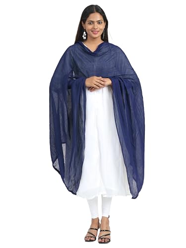 Image of Miraan Solid Pure Cotton Dupatta with Pom Pom Border, 2.25 meters length (DUPCOTTON)