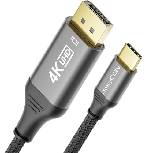 Cavo USB-C A DisplayPort DeleyCON 2m - 4K@60Hz, 2K@165Hz, Compatibile Con MacBook, IPhone, IPad, Notebook, Monitor DisplayPort