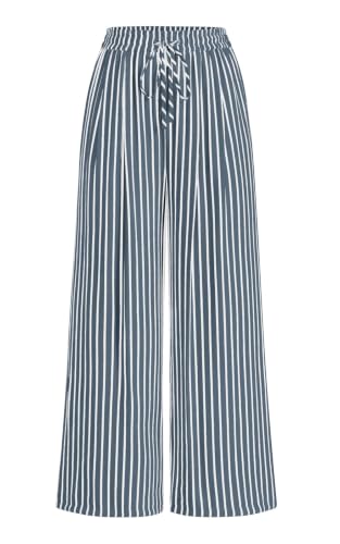 Image of PRETTYGARDEN Womens Pants Elastic Waist Floral Lightweight Palazzo Pants for Women Casual Lounge Wide Leg Pants Woman