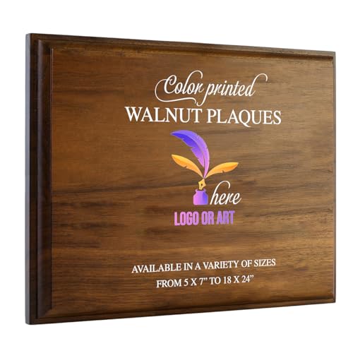 Customizable Walnut Plaque- Includes Your Color Photo or Logo and Text - Great for Employee Recognition, Sports Awards and Lifetime Achievements (7 x 9