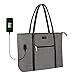 Laptop Tote Bag, Large Work Bag Purse Fits 15 Inch Laptop, Multiple Compartments and Pockets Carry Bag Organizer Water Resistant with USB Port, Adjustable Strap (Gray)
