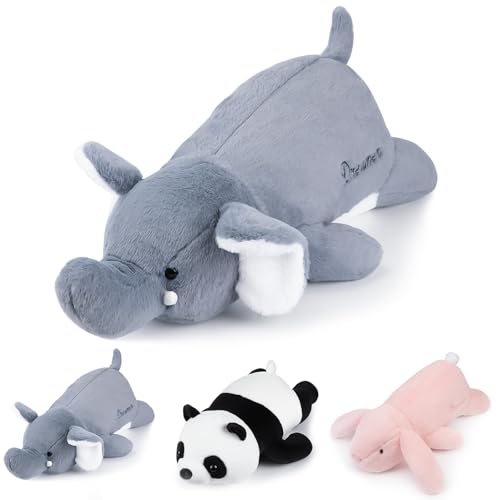 Kashabawangzi 24 inch Cute Giant Weighted Elephant Plush Soft Body Pillow, Large Grey Elephant Weighted Stuffed Animals Toys plushies, Gift for Kids...
