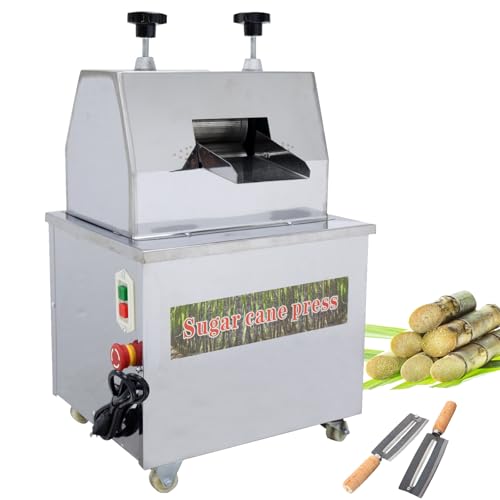 INTSUPERMAI 110V Commercial Sugarcane Press Sugar Cane Juicer 1500W Sugarcane Juice Extractor with 2 Knives for Commercial Home Use