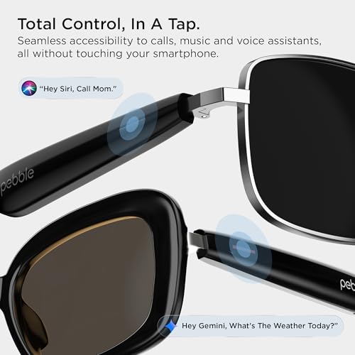 Image of Pebble Onyx Smart Glasses 5.4 with Dual Speakers, BT Calling, Voice Assistant & 10-Hour Battery | Premium Metal Hinge Design (Mystic Black)