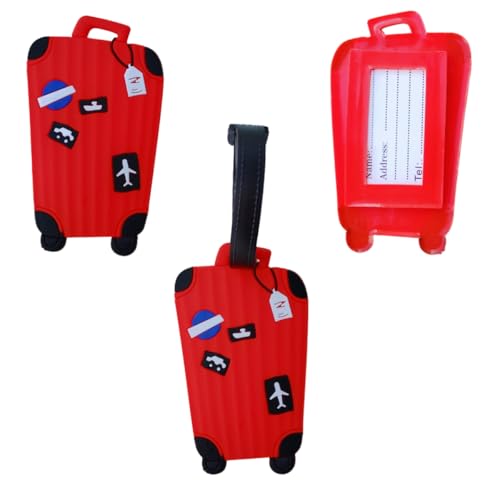 Kit 4 Tag de Bagagem Identificador de Mala de Viagem Férias Avião Etiqueta de Silicone Premium (VERM