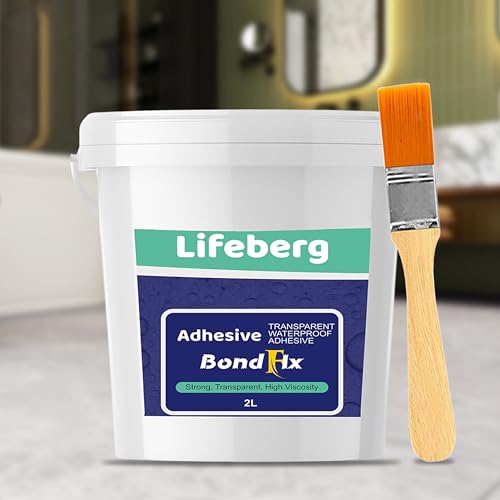 Image of 2L /2Kg Transparent Waterproof Glue with Brush, Clear Water-Based Invisible Leak Repair Coating for Roofs, Walls, Bathroom, Shower, Kitchen, Indoor & Outdoor Waterproof Agent