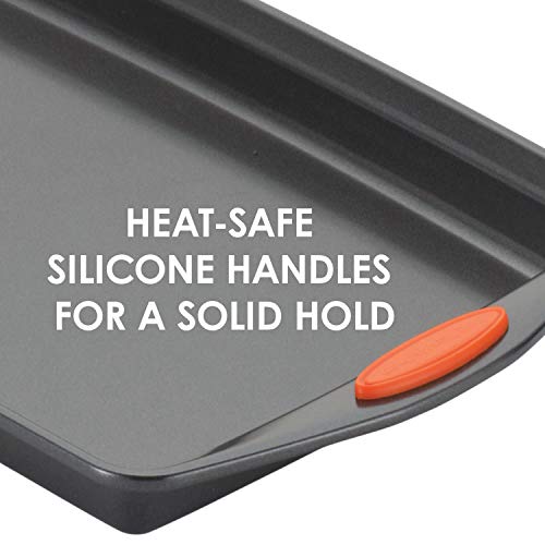 Rachael Ray Nonstick Bakeware with Grips, Nonstick Cookie Sheet / Baking Sheet - 10 Inch x 15 Inch, Gray with Orange Grips by Rachael Ray - Image 3