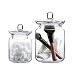 Whole Housewares Clear Glass Apothecary Jars-Cotton Jar-Bathroom Storage Organizer Canisters Set of 2