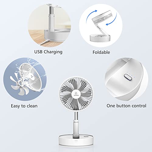 Cordless Foldable Portable Fan,Rechargeable 7200Mah Battery Operated Table Desk Fan,Remote Control Floor Standing Fan,Oscillating Fan,Usb Pedestal Fan For Bedroom,Office Travel Camping Outdoor 7.8" #TOP7