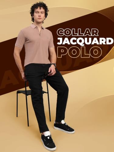 Image of Lux Nitro Men's Polo T-Shirt with Jacquard Collar | Half Sleeve Collar T-Shirt for Men | Casual & Office Wear